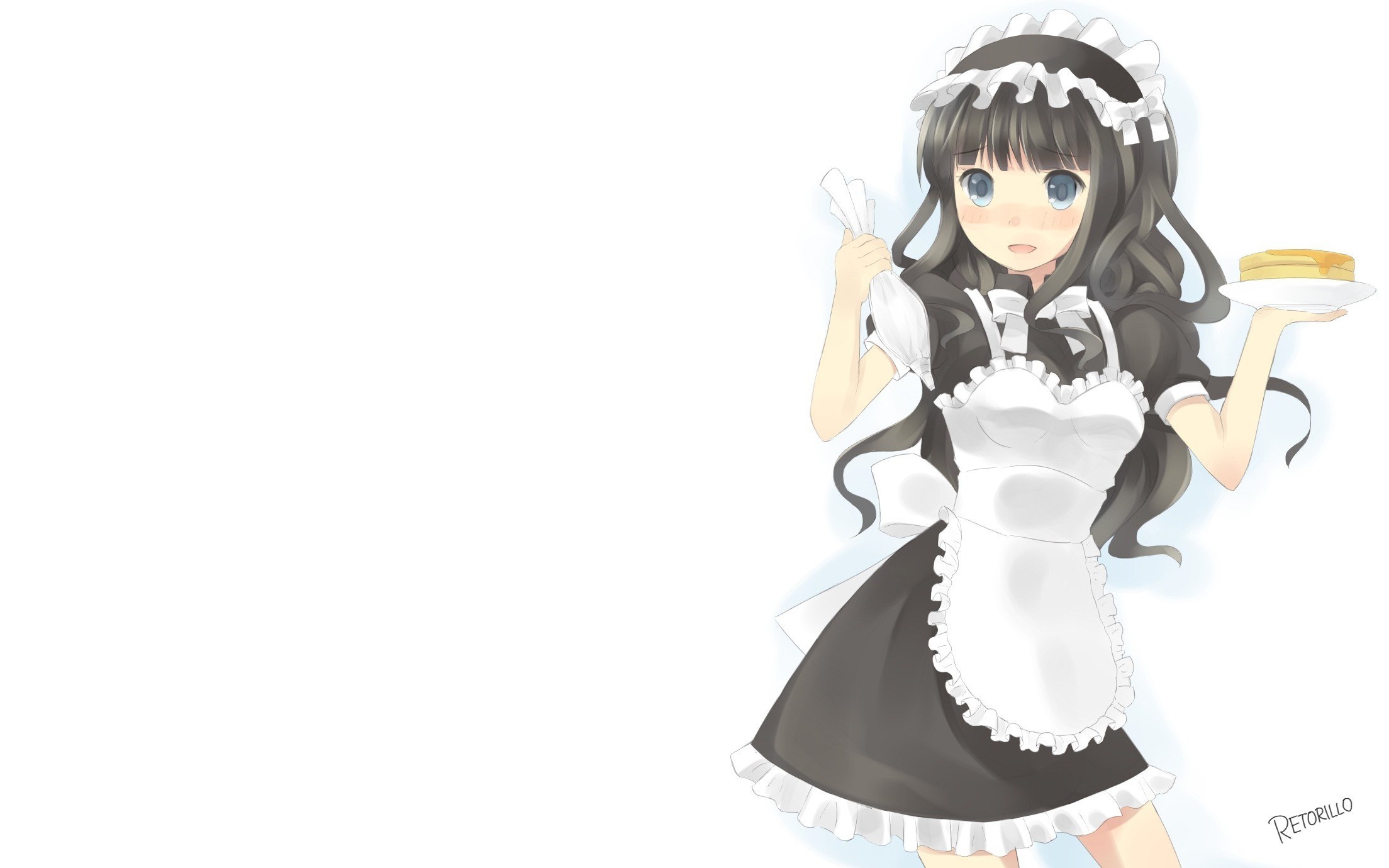 anime maid holding food