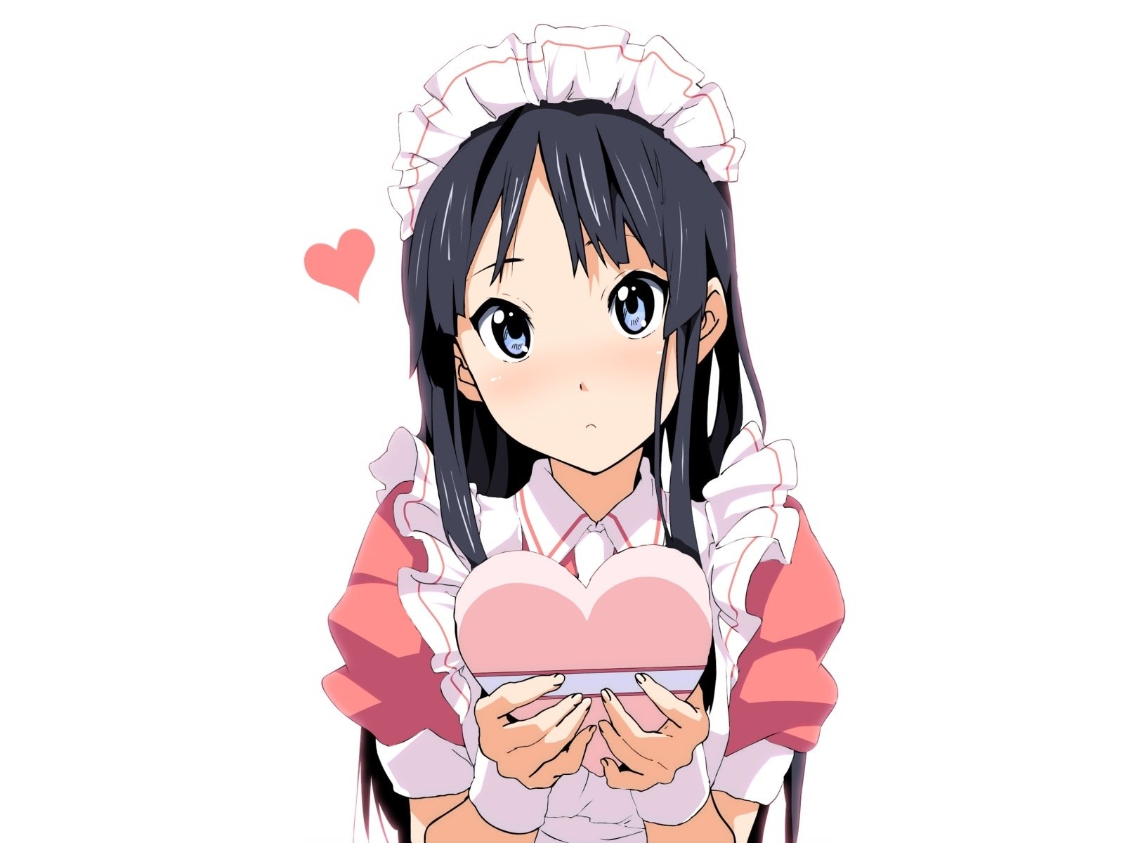 anime maid holding heart
