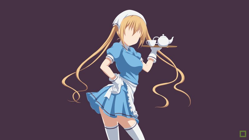 Anime Maid Holding Tray — Blue