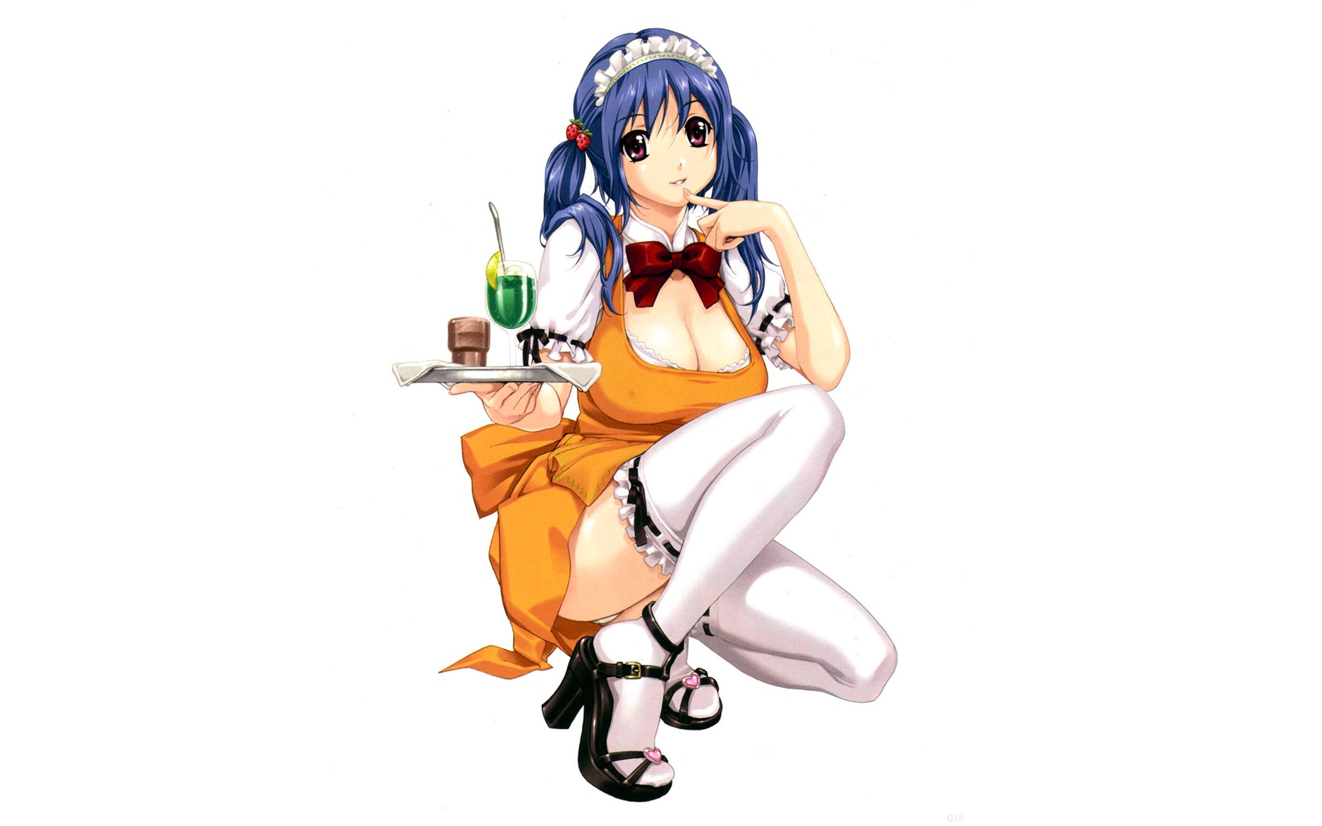 anime maid holding tray