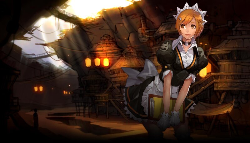 anime maid in a village