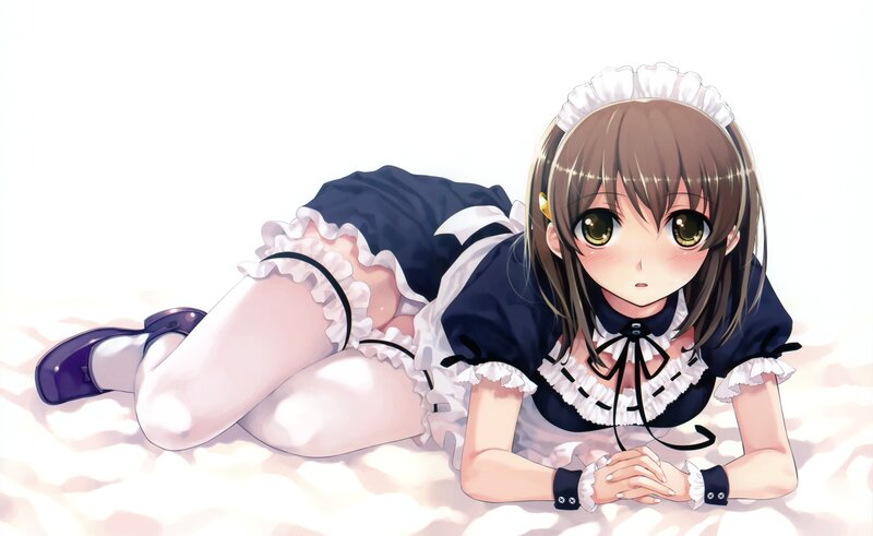 anime maid lying on floor