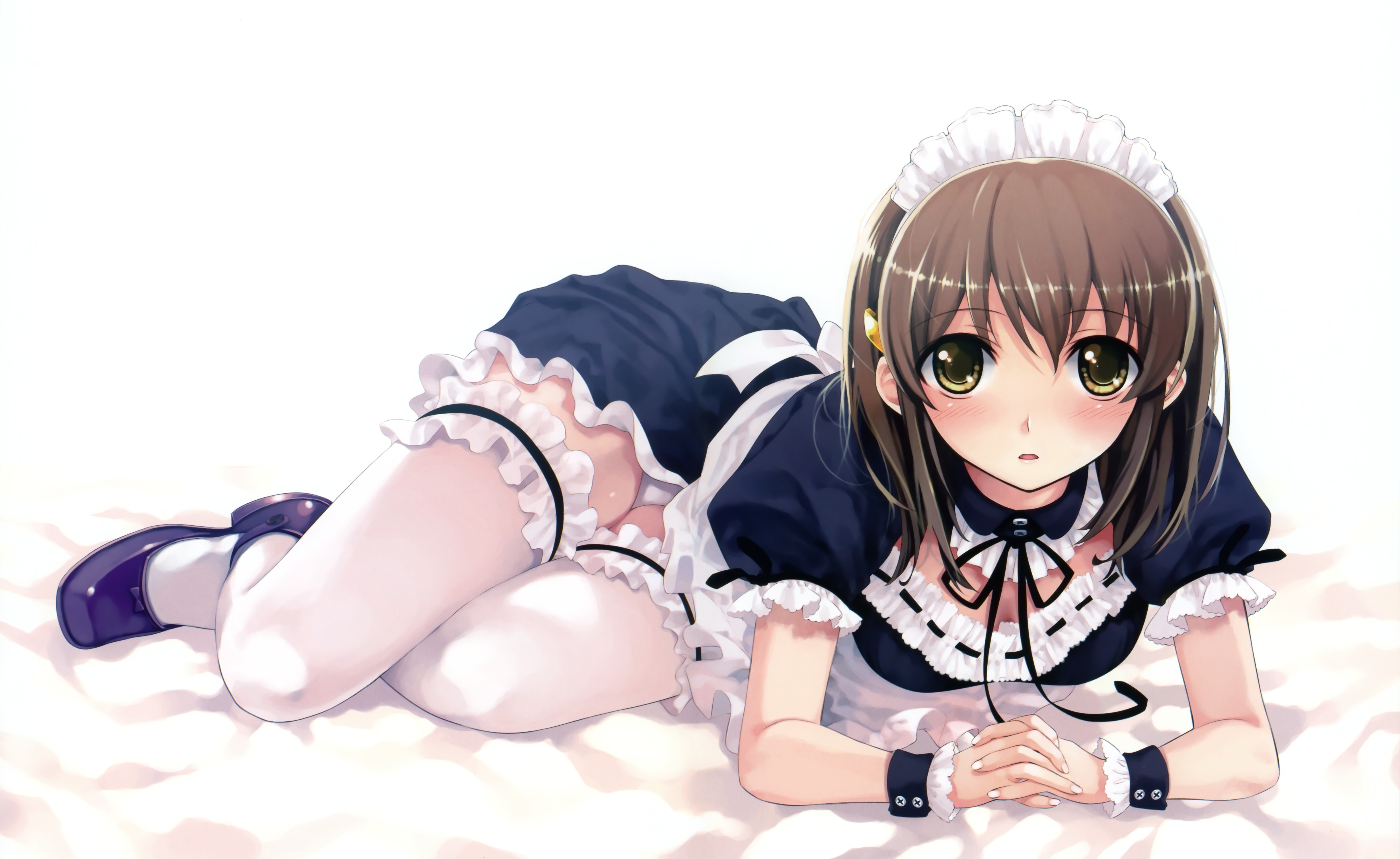 anime maid lying on floor