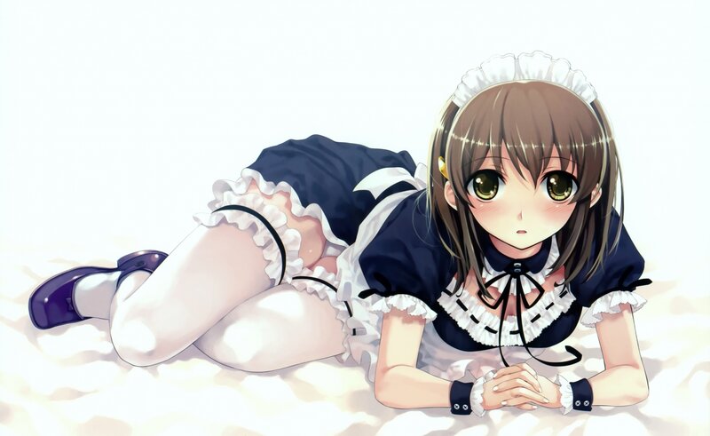 anime maid lying on floor