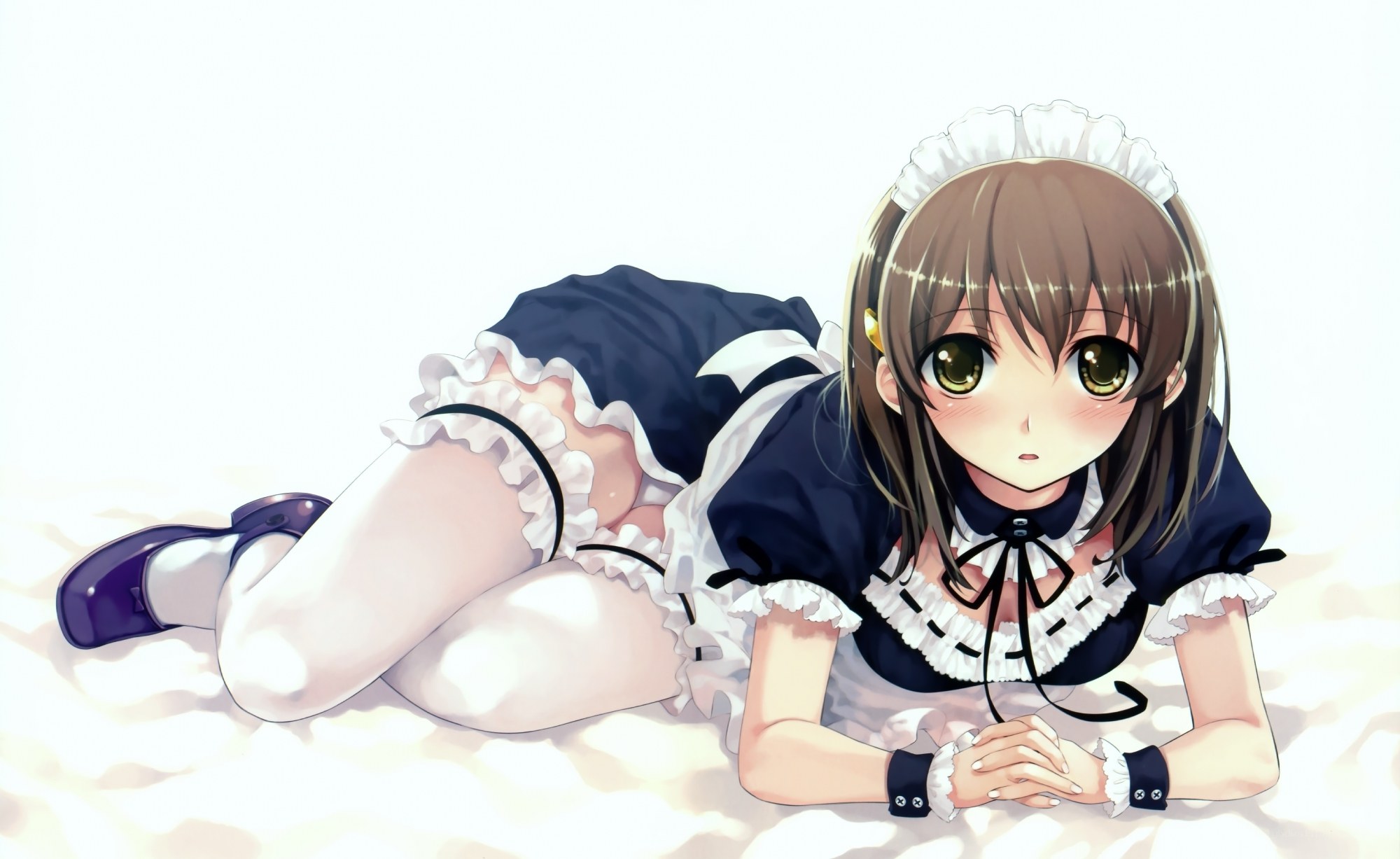 anime maid lying on floor