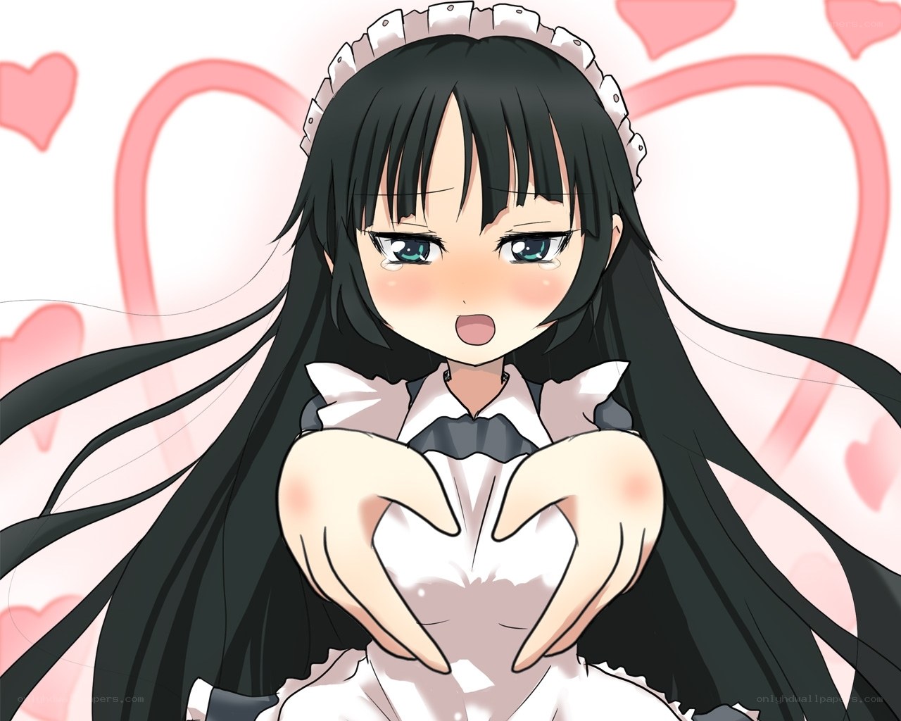 anime maid making heart