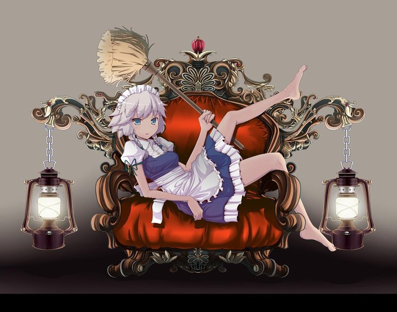 anime maid on ornate chair