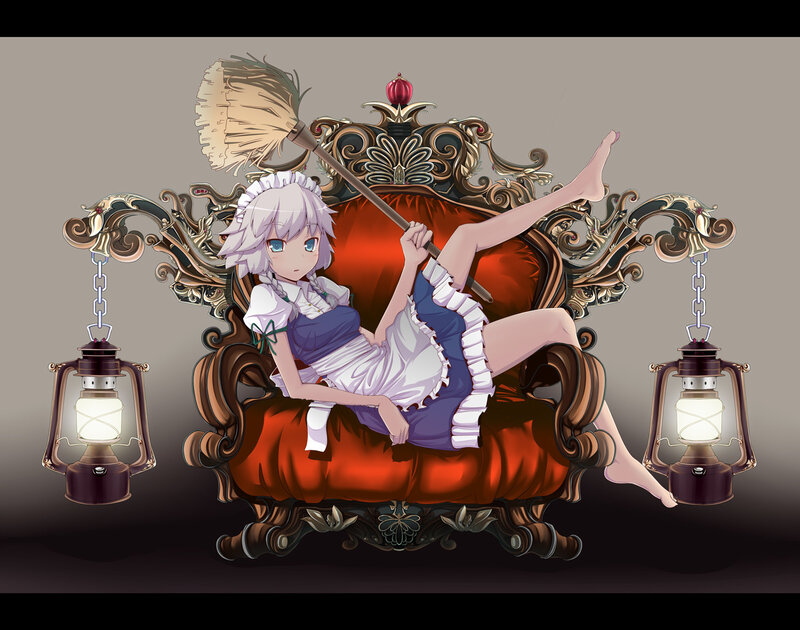 anime maid on ornate chair