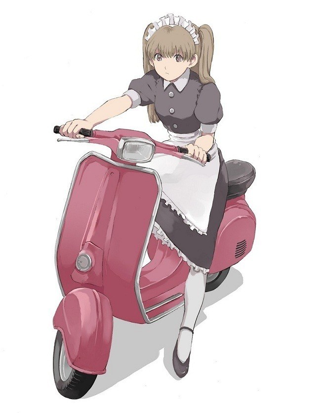 anime maid on scooter