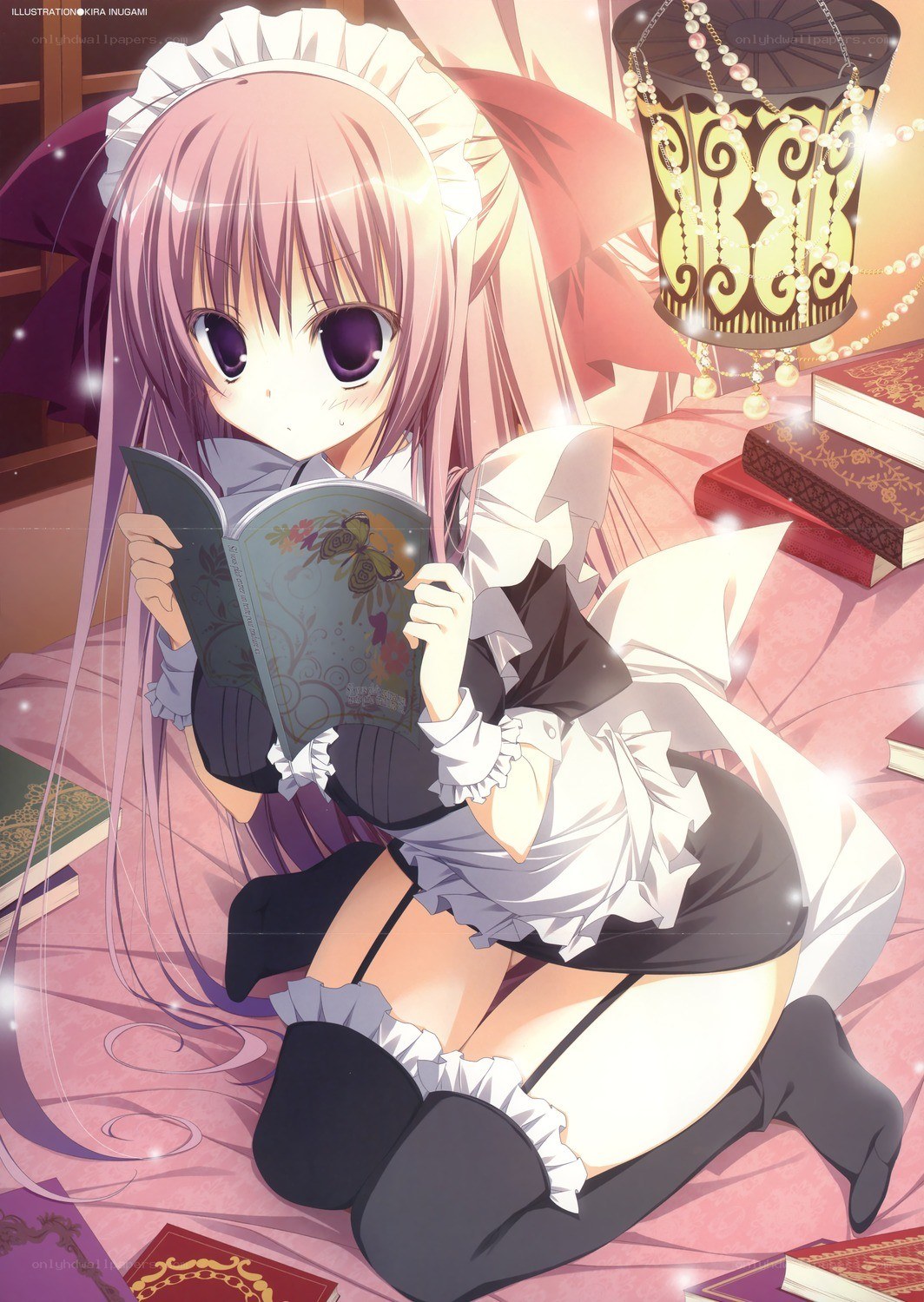 anime maid reading book