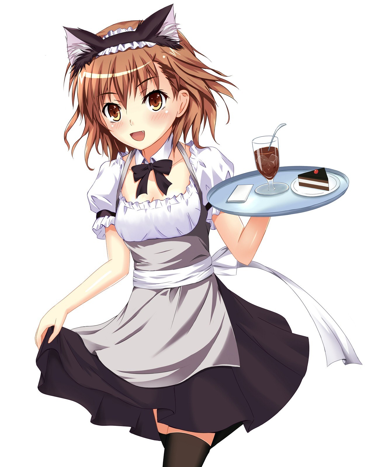 anime maid serving dessert