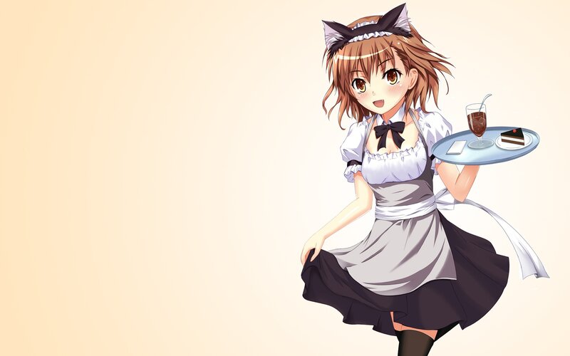 anime maid serving dessert