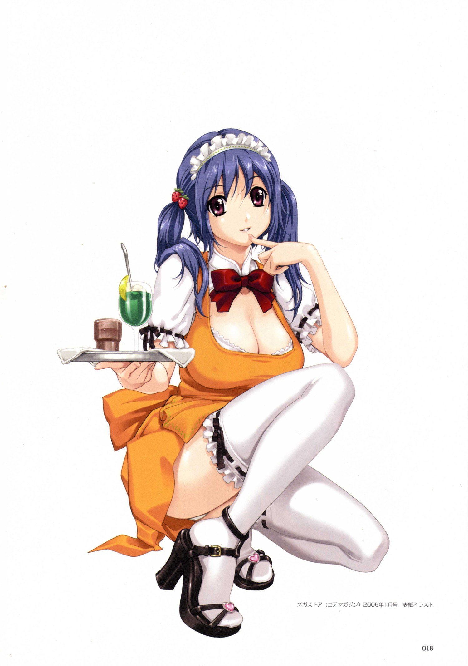 anime maid serving drink
