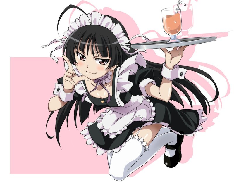 anime maid serving drink