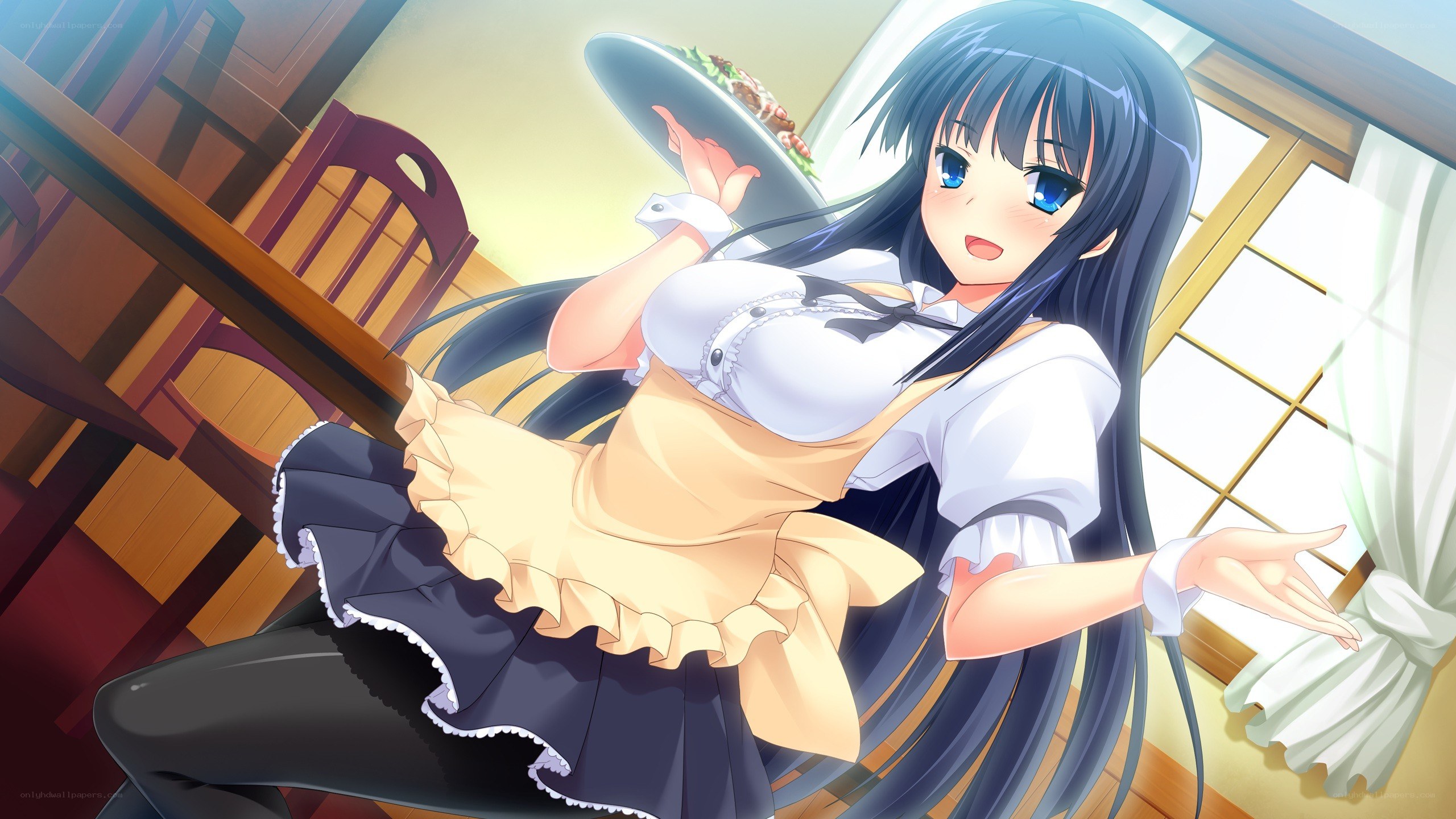 anime maid serving food
