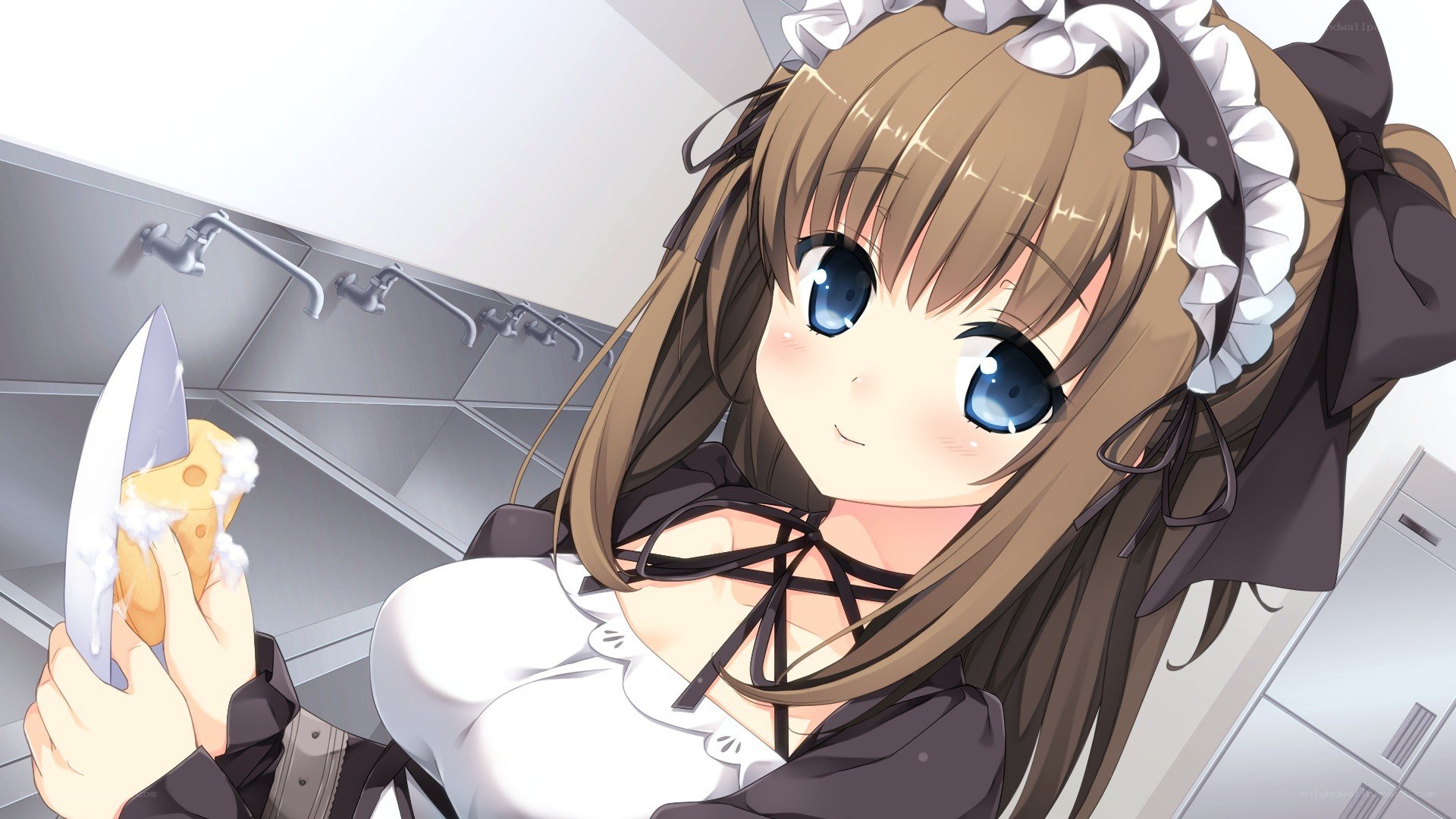 anime maid washing dishes