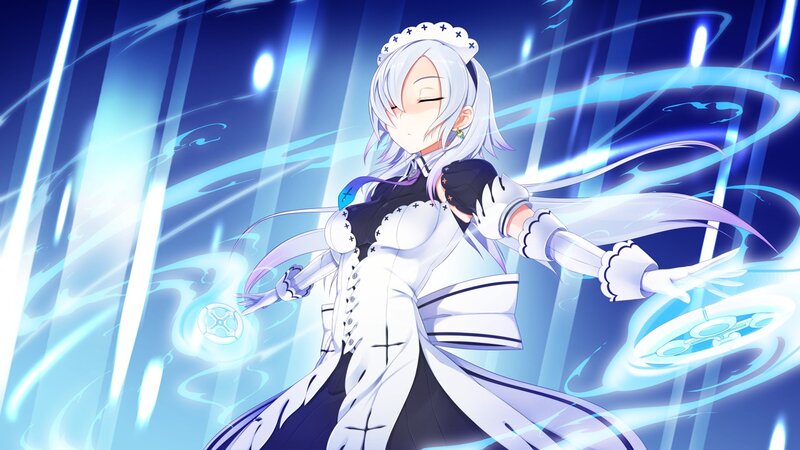 anime maid with blue energy