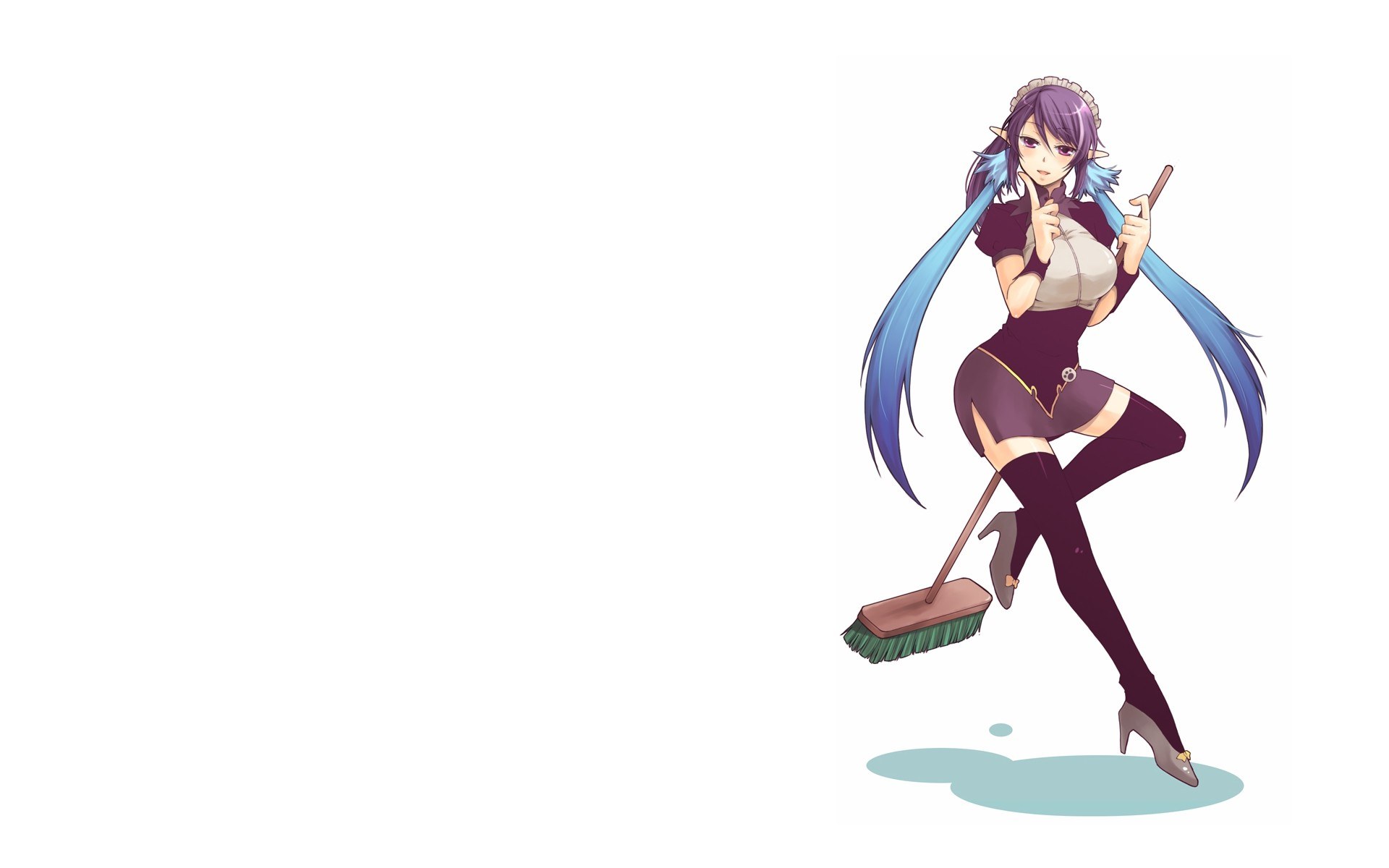 anime maid with broom