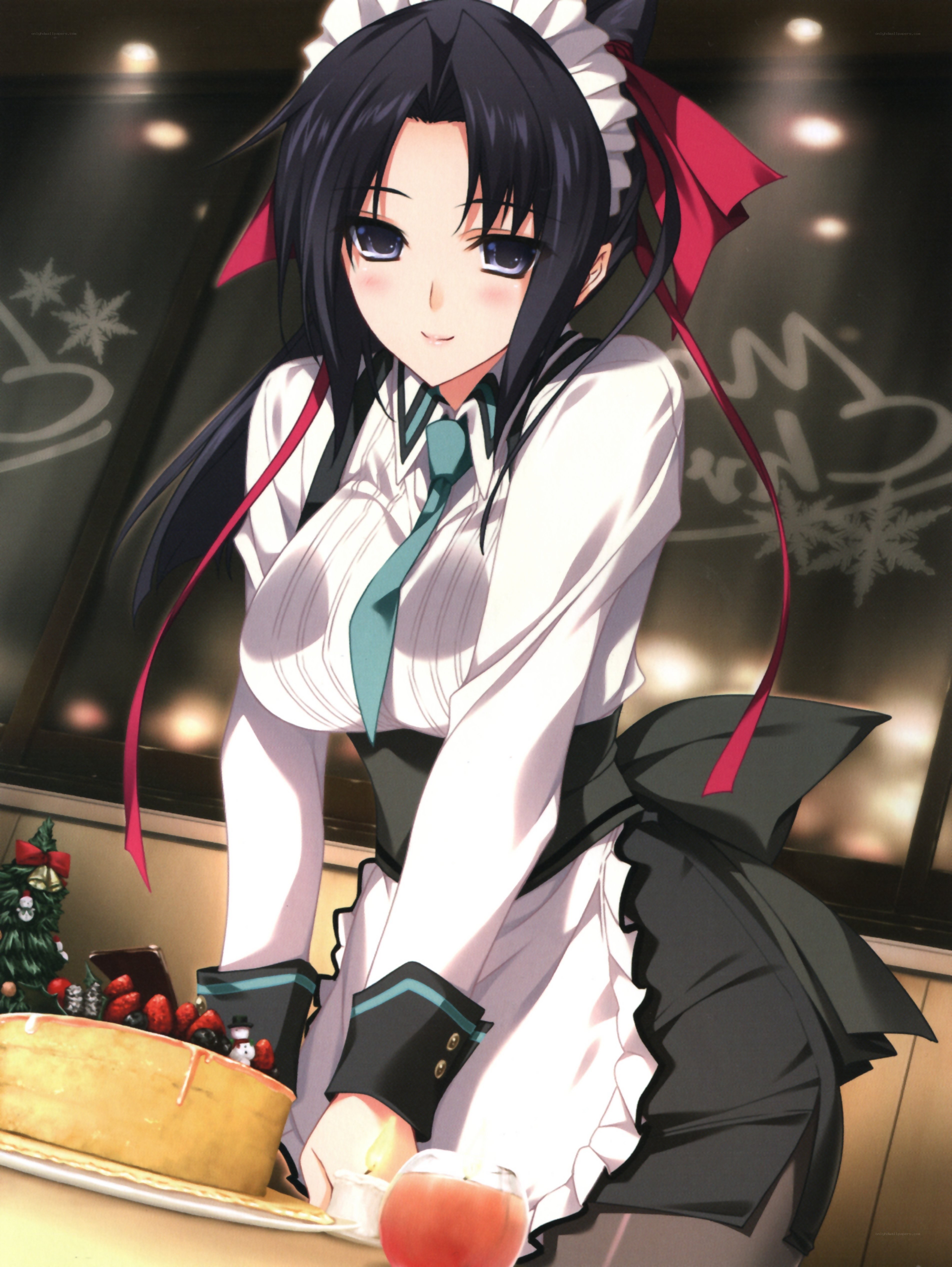 anime maid with cake