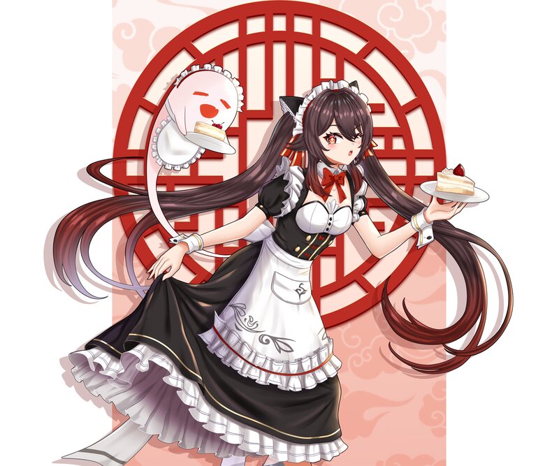 Anime Maid with Cake — Black