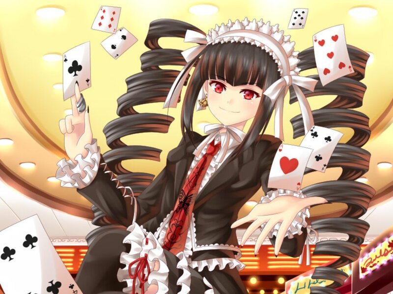 Anime Maid with Cards