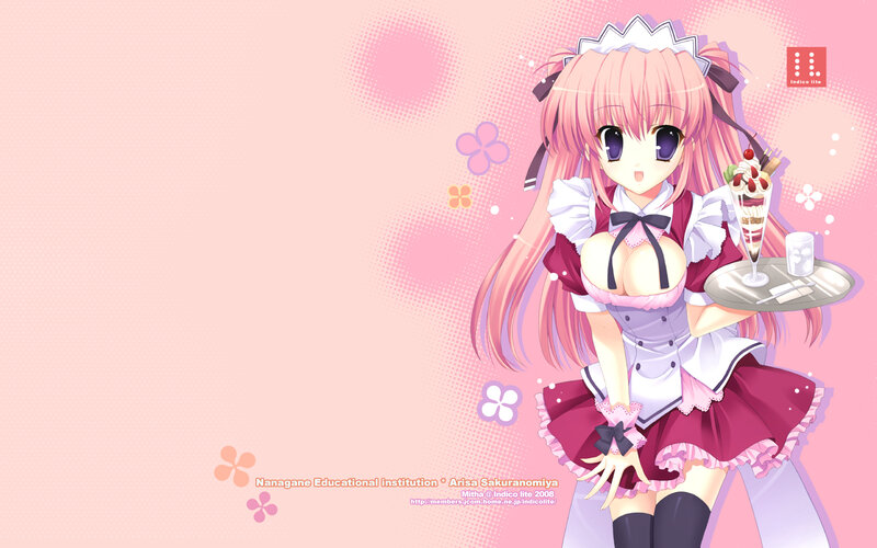 anime maid with dessert
