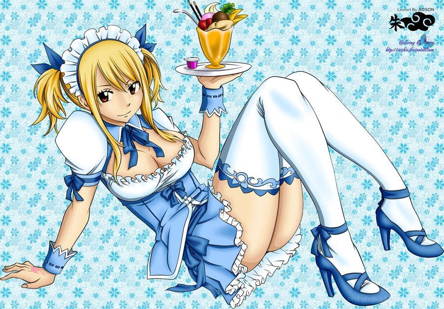 Anime maid with dessert