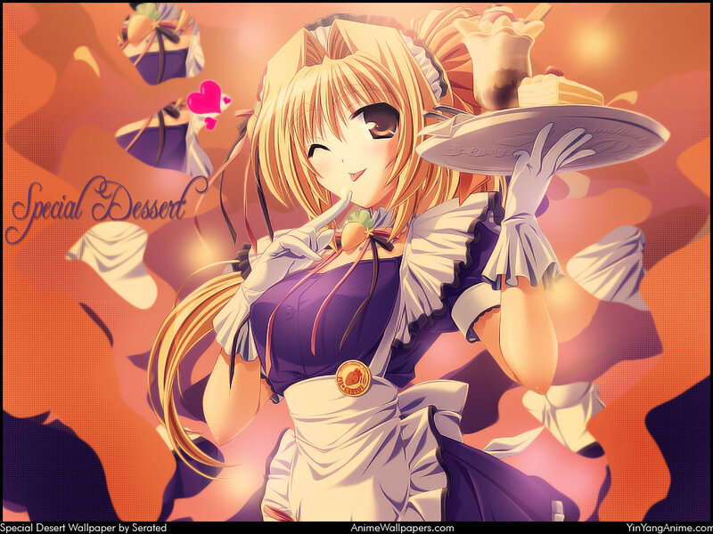 Anime maid with dessert