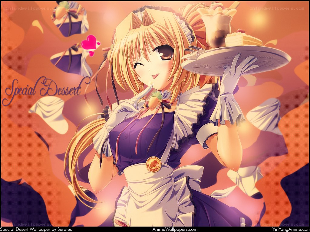 Anime maid with dessert