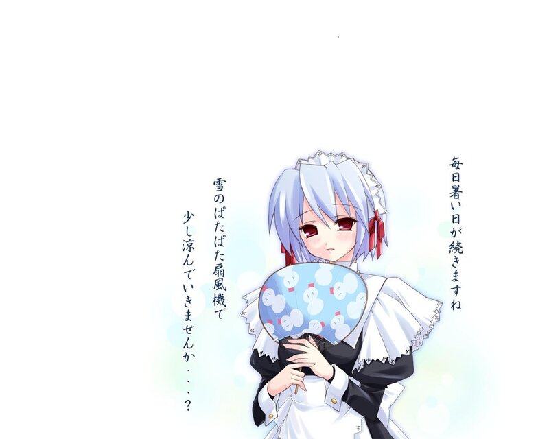 anime maid with fan