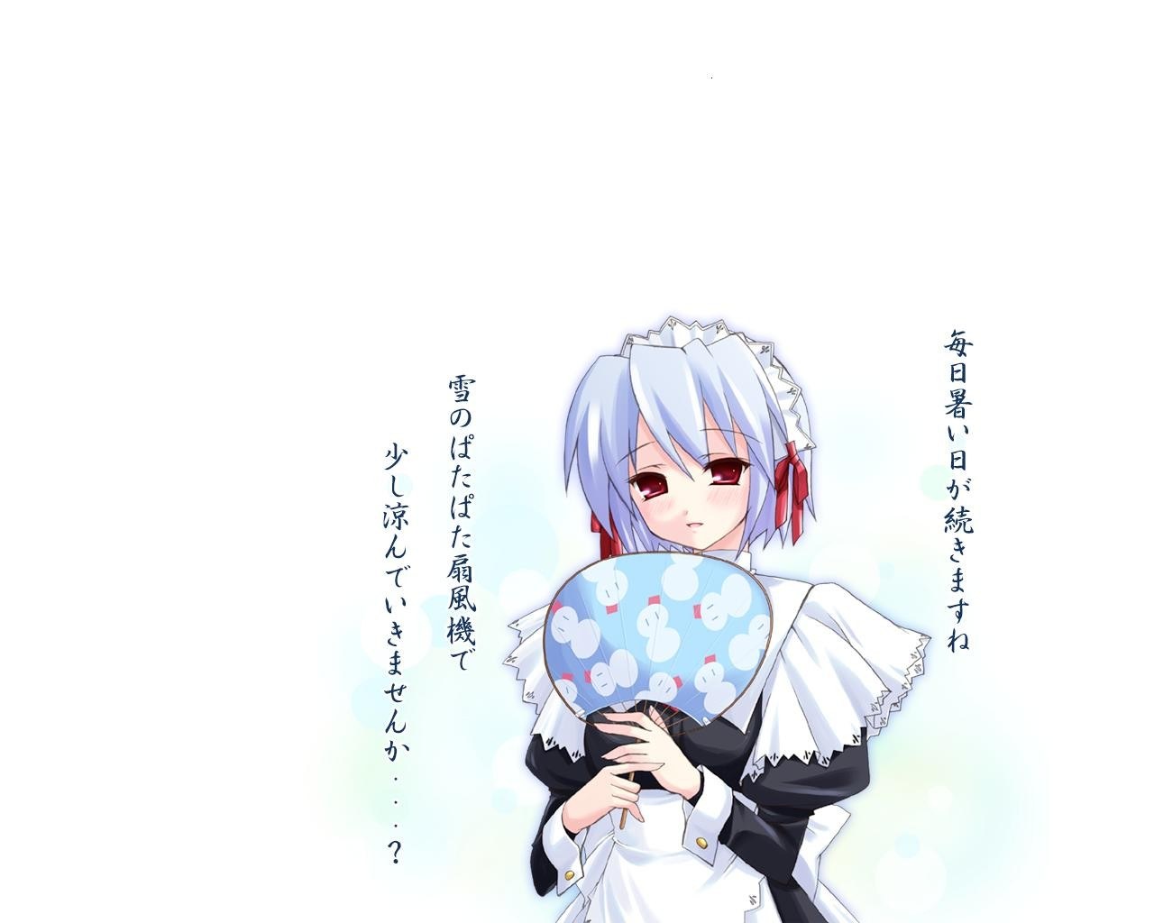 anime maid with fan