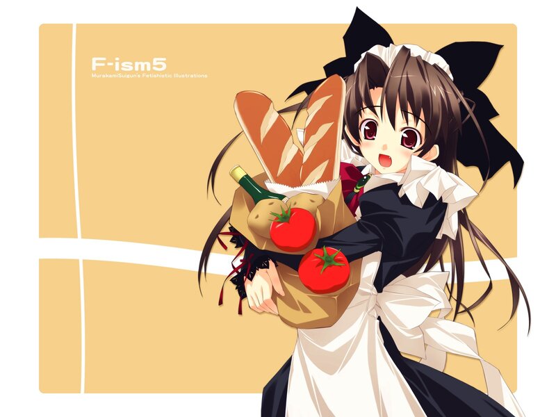 anime maid with groceries