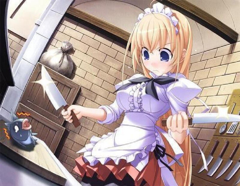 anime maid with knives