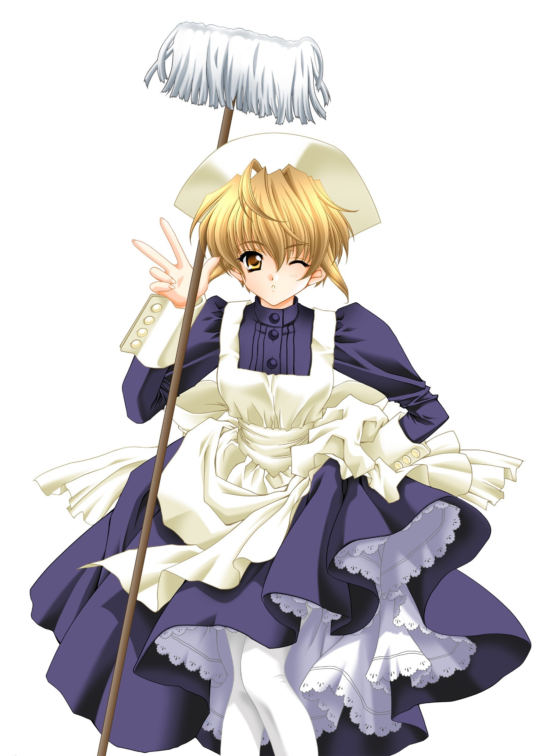 anime maid with mop
