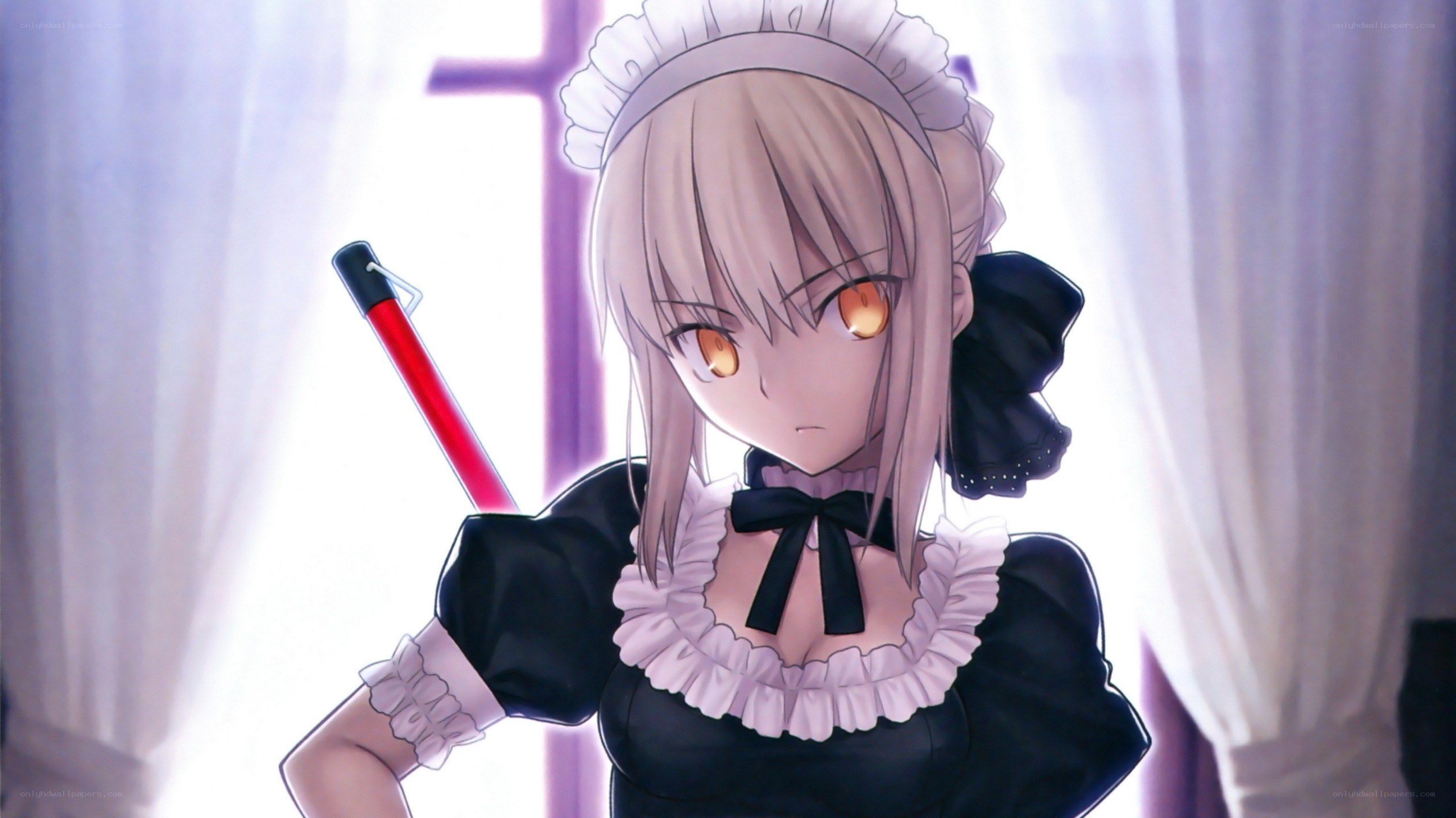 anime maid with red staff