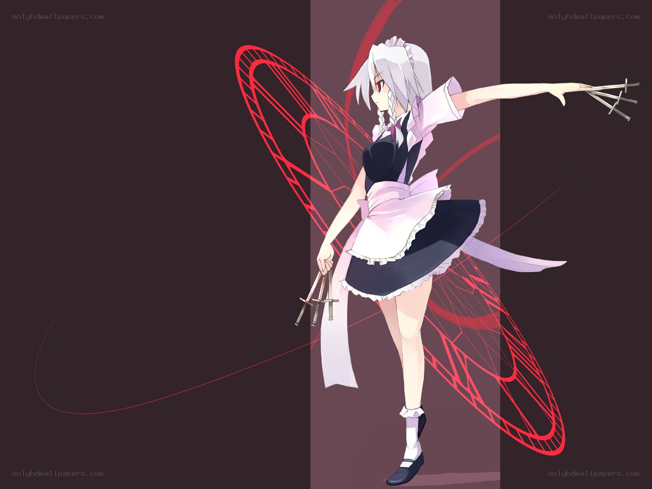 anime maid with red wings