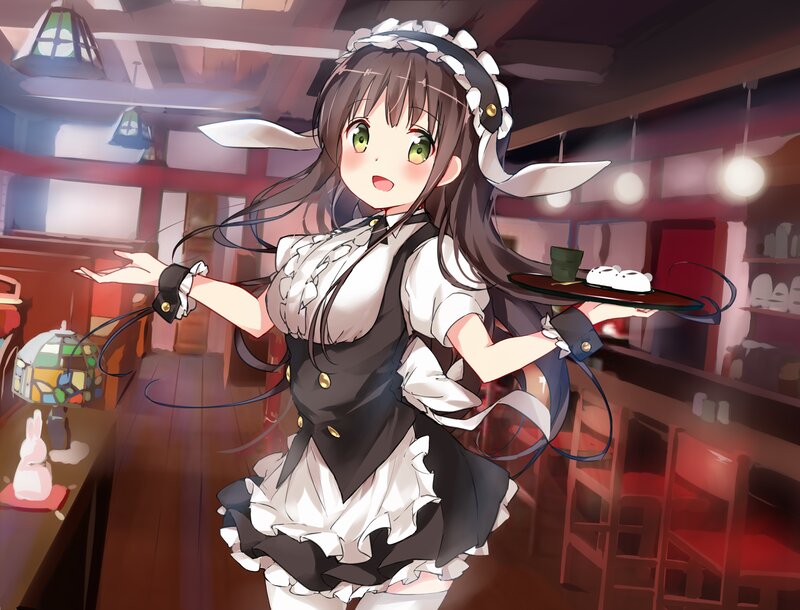 Anime Maid with Tray — Brown