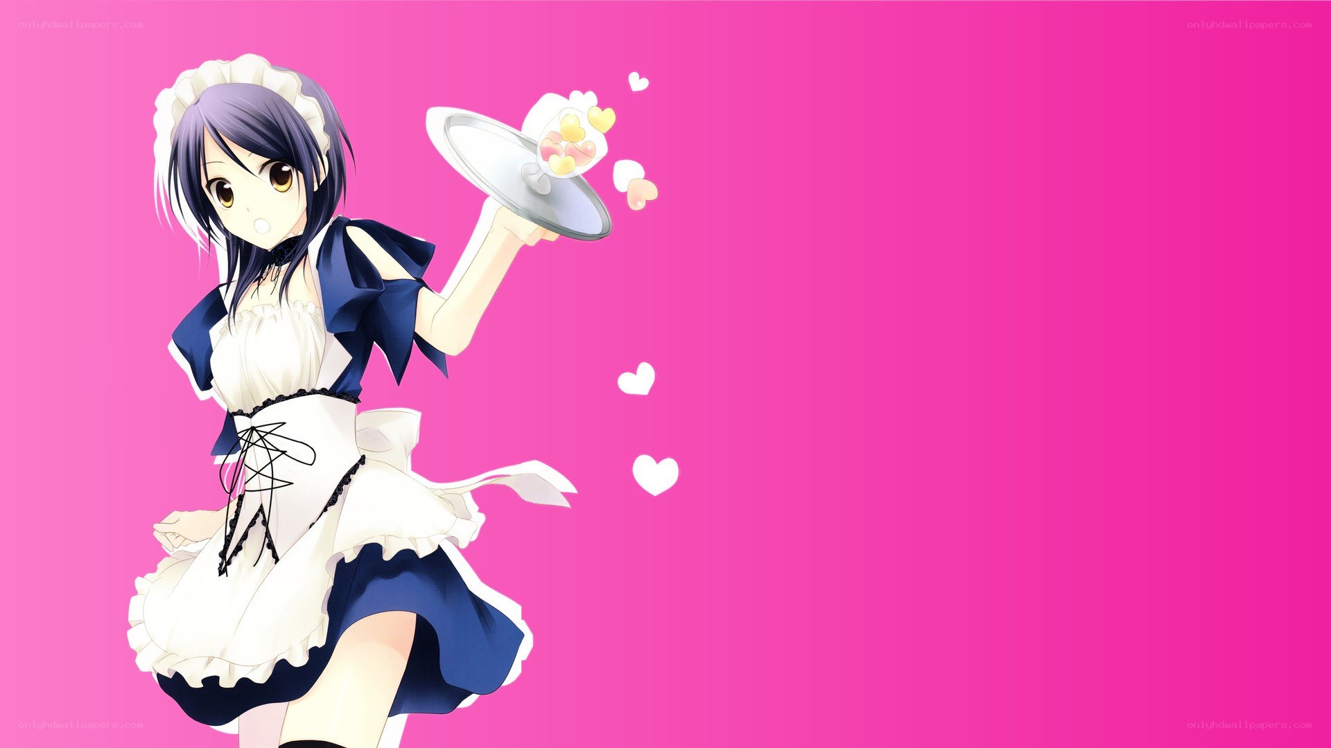 anime maid with tray