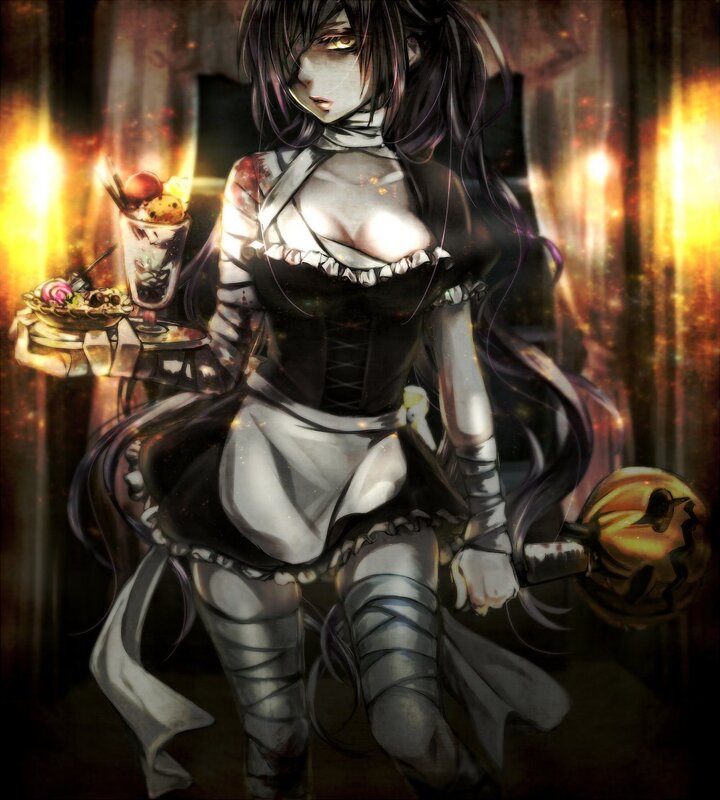 anime maid with weapon