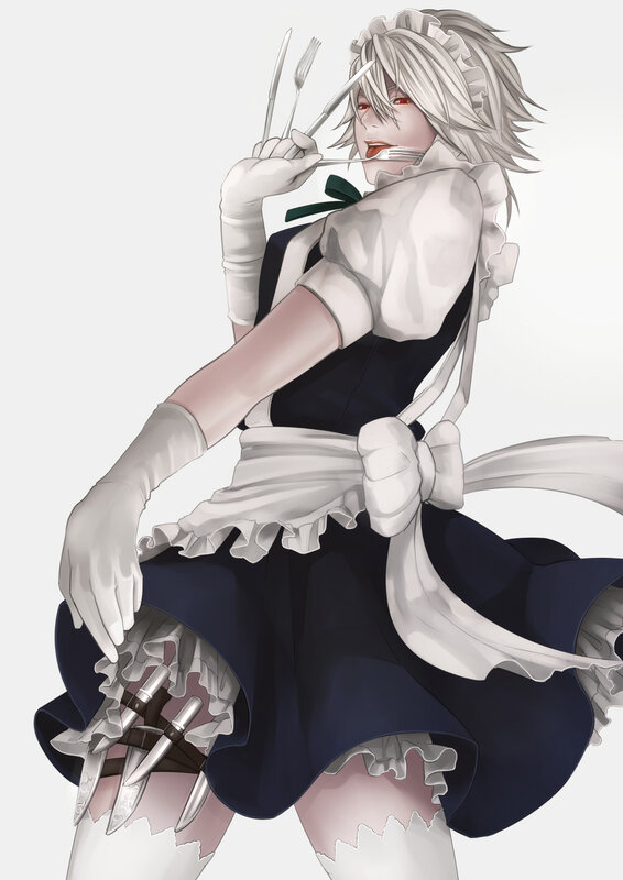 anime maid with weapons