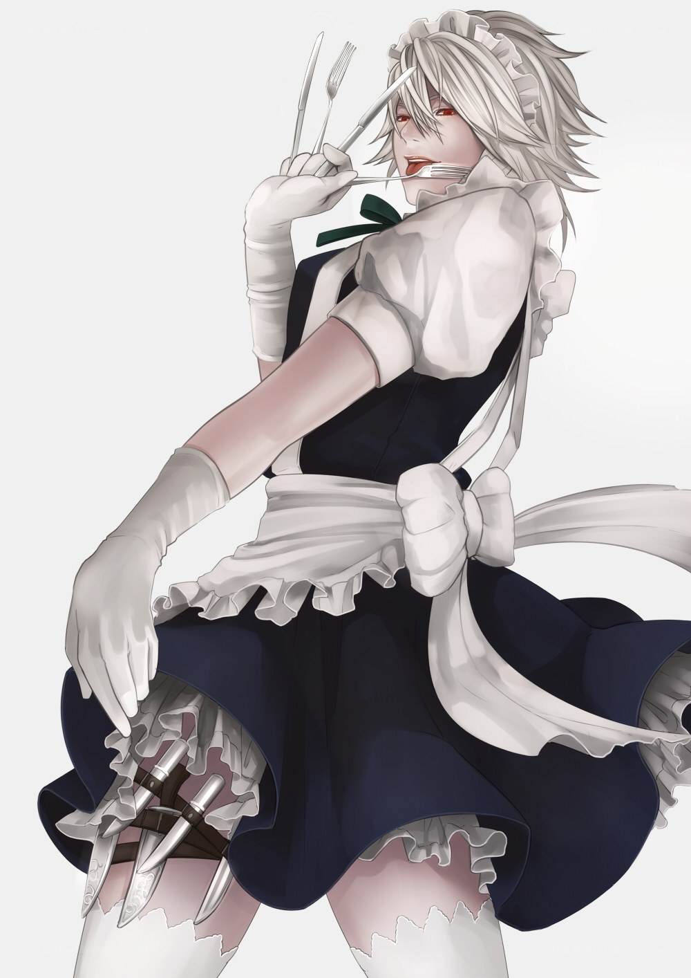 anime maid with weapons