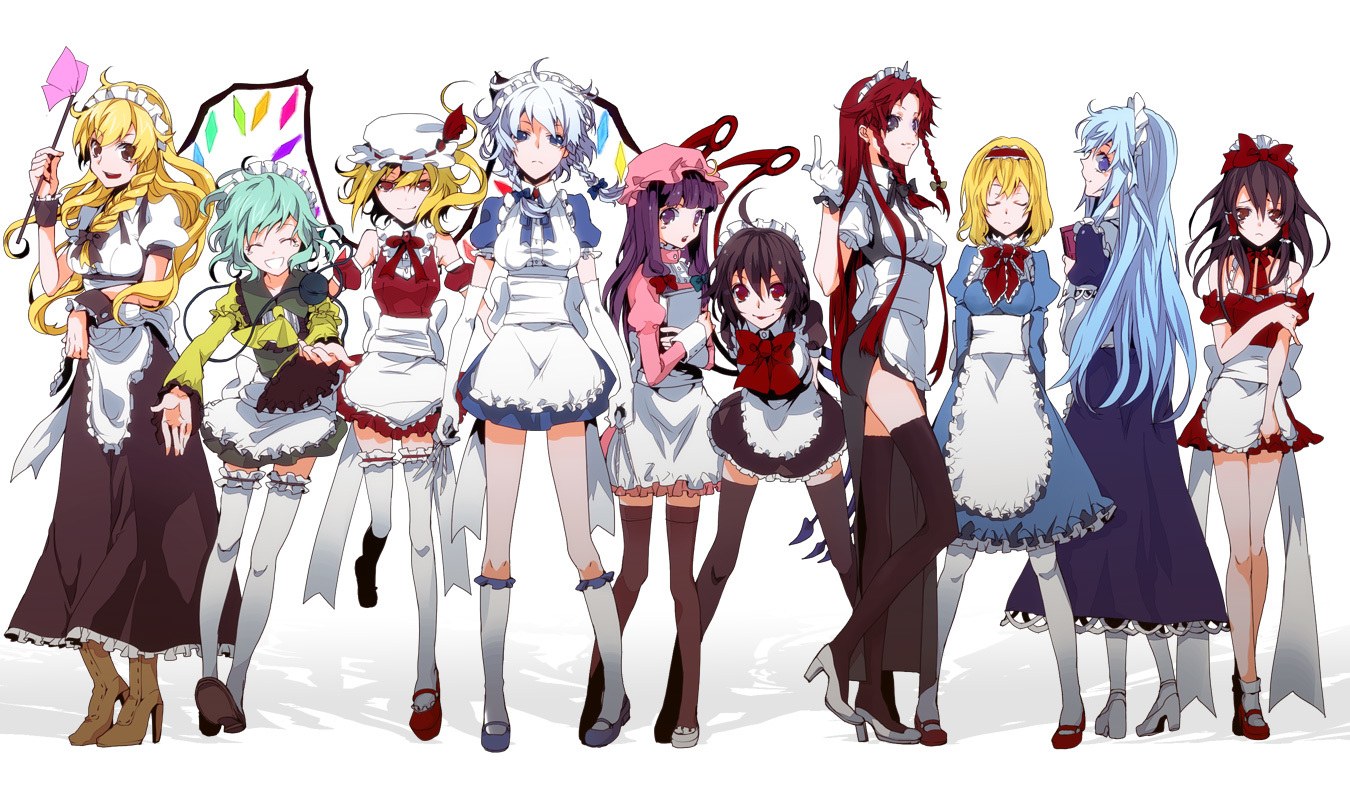anime maids group portrait