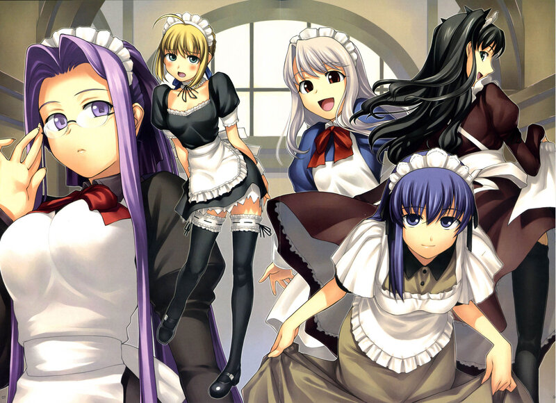 anime maids in a group