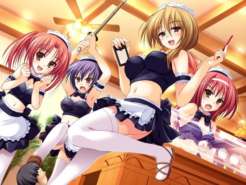 anime maids in a lively scene