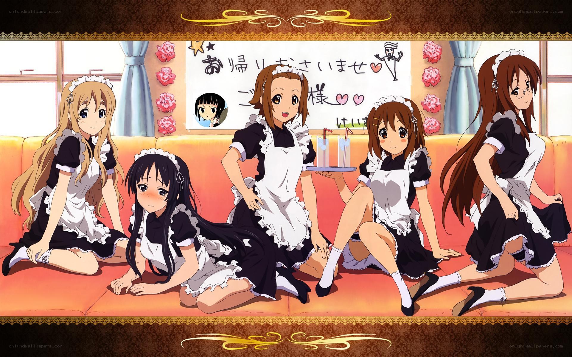 anime maids on a couch