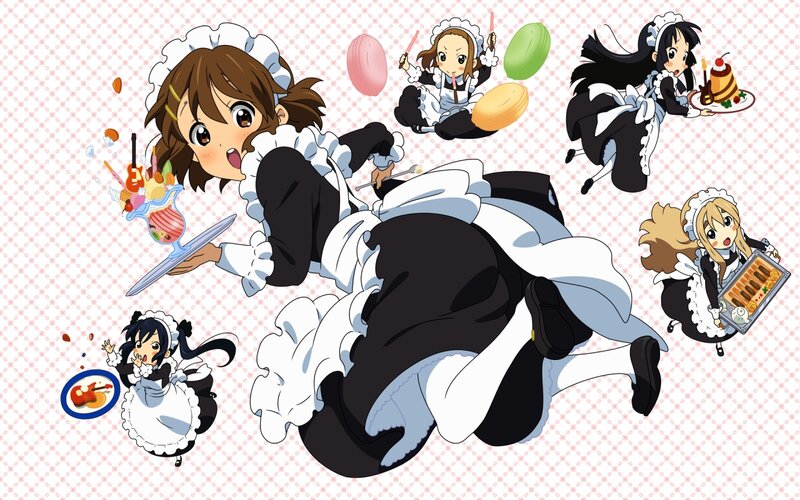 Anime Maids Serving Desserts — White