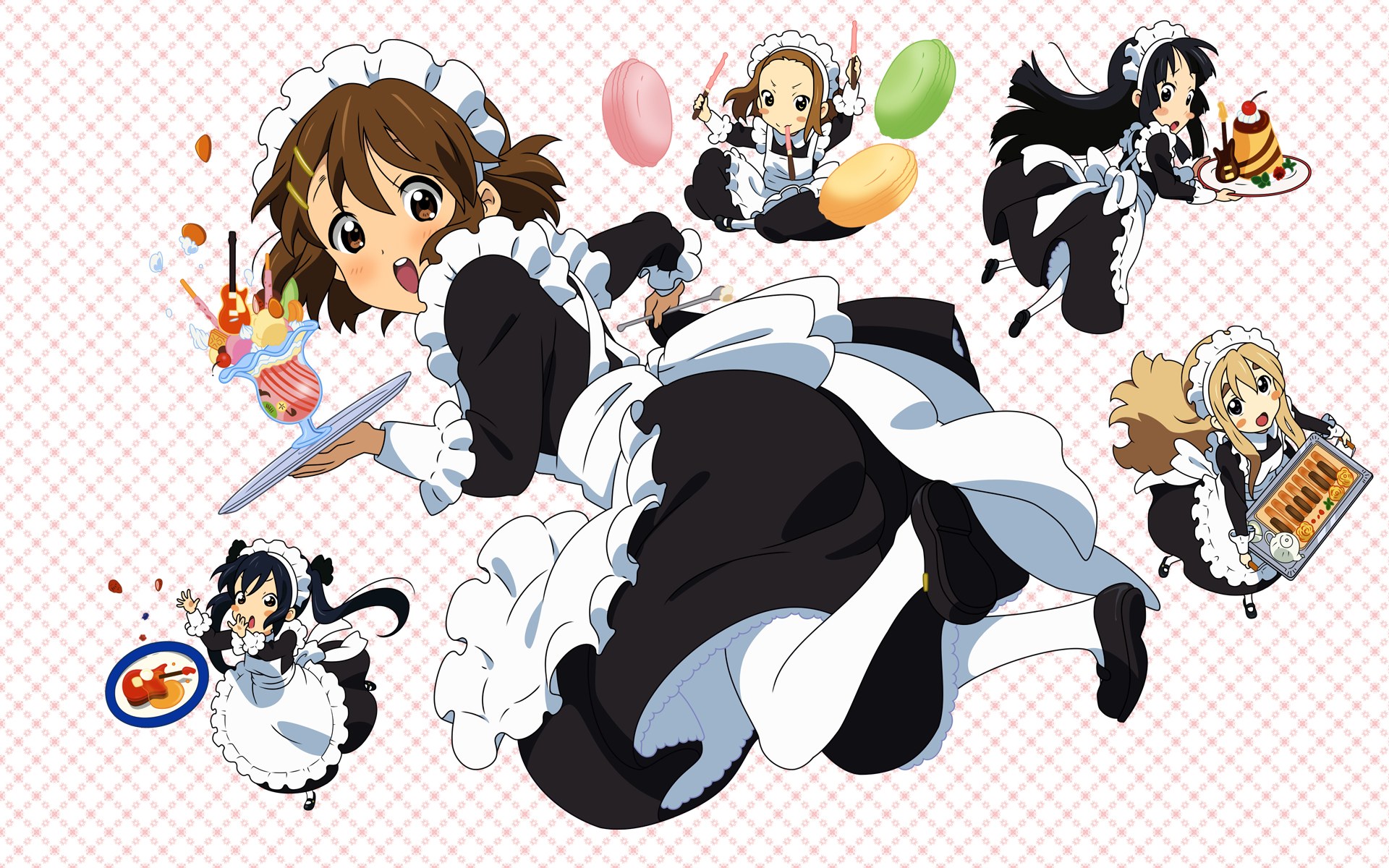 anime maids serving desserts