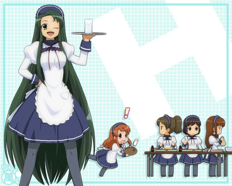 anime maids serving food