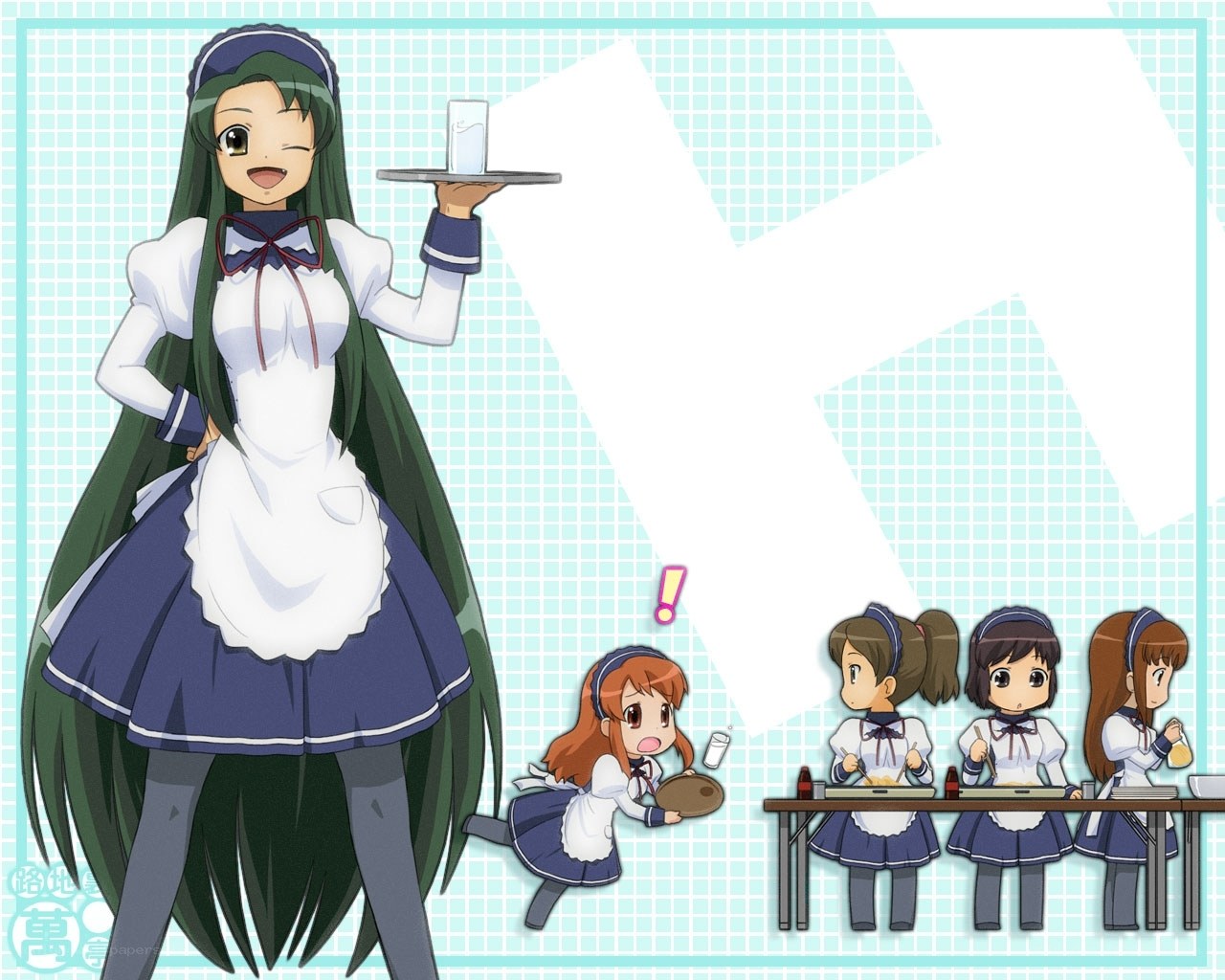 anime maids serving food