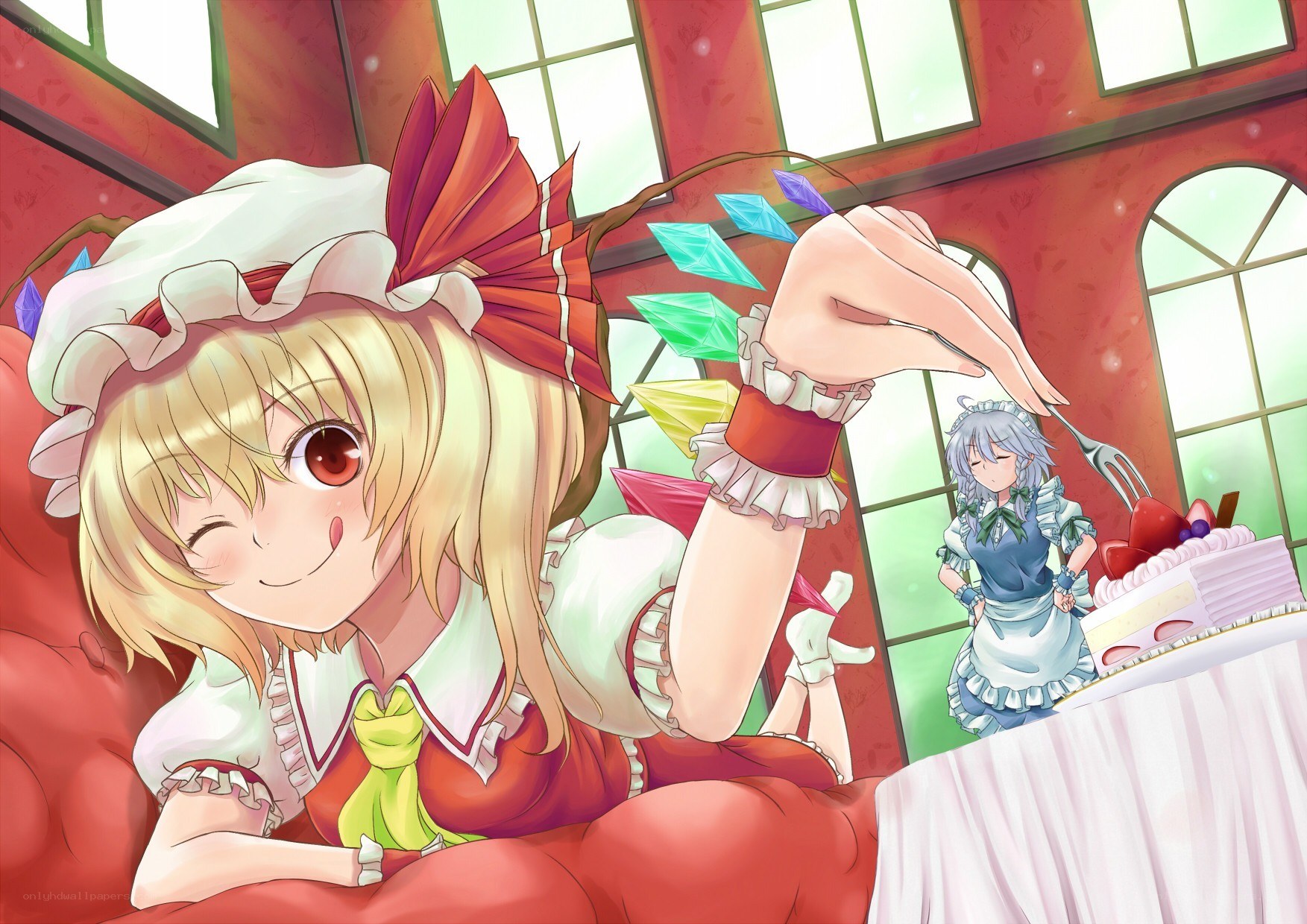Anime maids with cake